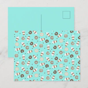 Cartão Postal Padrão de Donut Polvilhado com Café Frappuccino