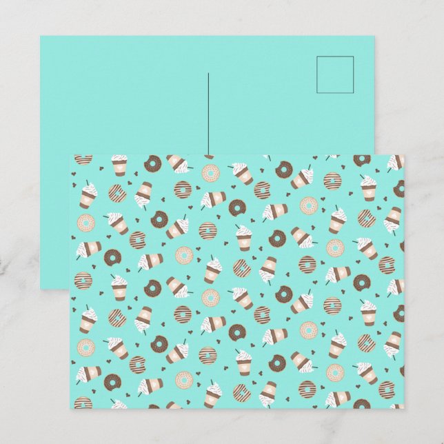 Cartão Postal Padrão de Donut Polvilhado com Café Frappuccino (Frente/Verso)