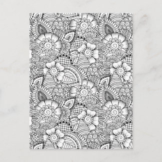 Cartão Postal Padrão de Doodle Floral