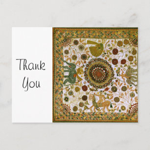 Cartão Postal Padrão de Elefante Bengali Colorido do Vintage Ret