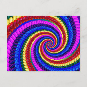 Cartão Postal Padrão de espiral de Arte Fractal do Arco-Íris