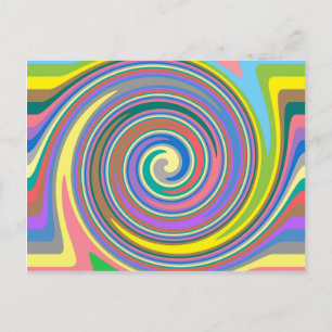 Cartão Postal Padrão de espiral do arco-íris colorida