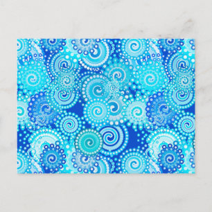 Cartão Postal Padrão de espiral frontal, azul de cobalto