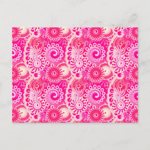 Cartão Postal Padrão de espiral frontal, tons de cor-de-rosa fuc