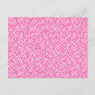 Cartão Postal Padrão de espiral japonês - cor-de-rosa menta mo