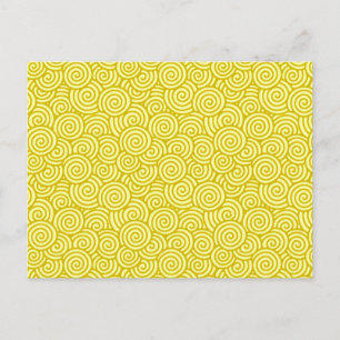 Cartão Postal Padrão de espiral japonês - mostarda e amarelo cla
