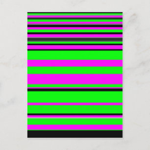 Cartão Postal Padrão de Faixa Colorida Verde Rosa Quente