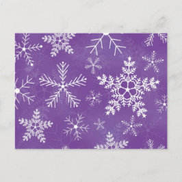 Cartão Postal Padrão de Floco de Neve Púrpura e Branca