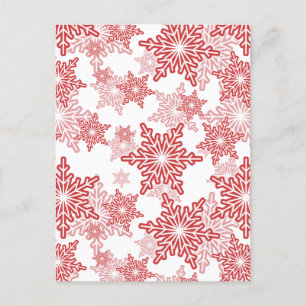 Cartão Postal Padrão de Floco de Neve Vermelho e Branco Invisíve
