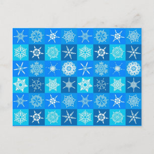 Cartão Postal Padrão de Flocos de Neve Azul