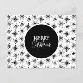 Cartão Postal Padrão de Flocos de Neve Pretos de Script de Natal