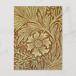Cartão Postal Padrão de Flor Antiga Marigold de William Morris