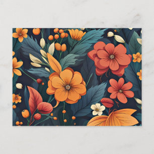Cartão Postal Padrão de Flor Colorida