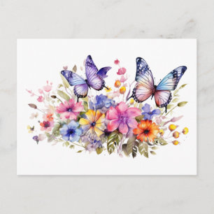 Cartão Postal Padrão de flor de borboleta