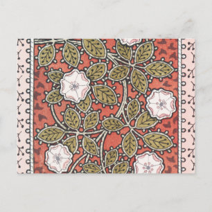 Cartão Postal Padrão de Flor de Ilustração de Rosa Selvagem