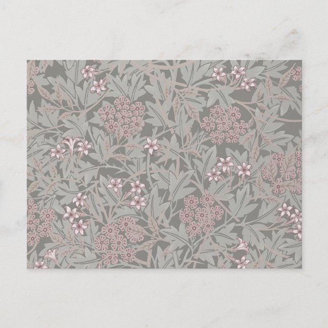 Cartão Postal Padrão de Flor de Jasmim de William Morris (Frente)
