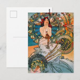 Cartão Postal Padrão de Flor Elegante Lady & Bird 1897