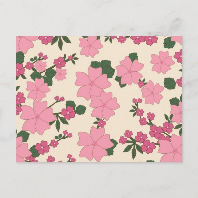 Cartão Postal Padrão de Flor Rosa Bonito (Frente)