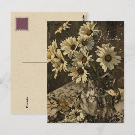 Cartão Postal Padrão de Flor Silvestre Daisy Vintage Foto Antiga