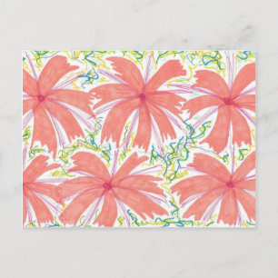 Cartão Postal Padrão de Flor Tropical Sunburst