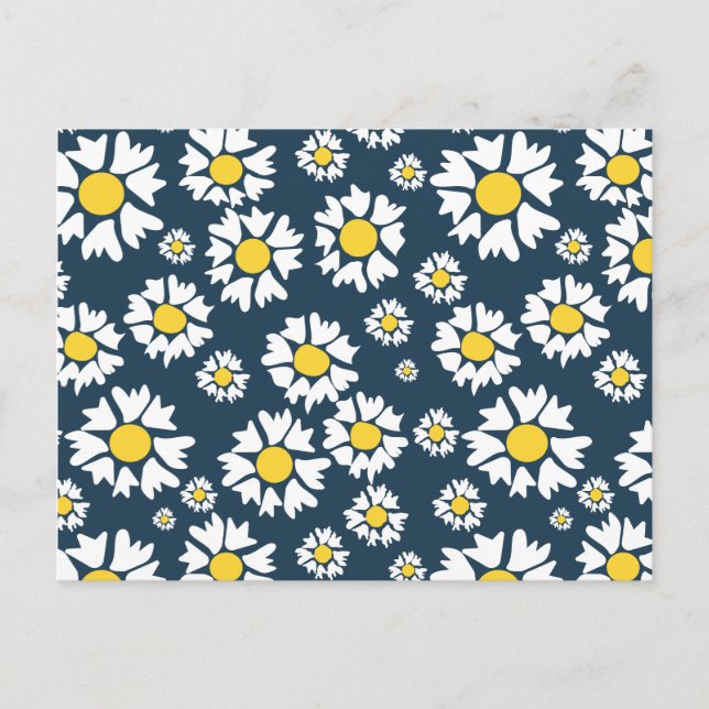 Cartão Postal Padrão de flores de chamomila (Frente)