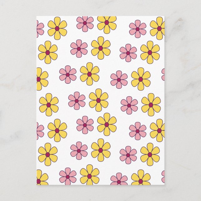 Cartão Postal Padrão de flores grandes fofas (Frente)