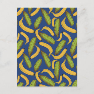 Cartão Postal Padrão de Folha de Banana Azul Tropical