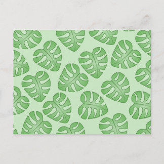 Cartão Postal Padrão De Folha Verde, Monstera Sai.