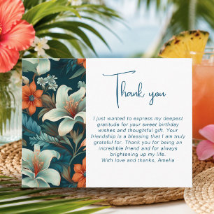 Cartão Postal Padrão de folhagem de flores tropicais elegantes O