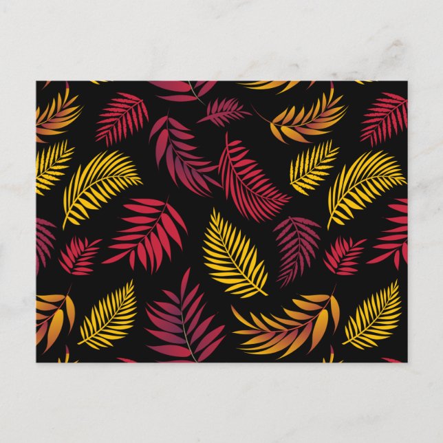 Cartão Postal Padrão de Folhas Tropicais 21 (Frente)