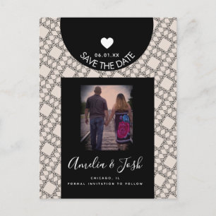 Cartão Postal Padrão de Formas Pretas Modernas Salvar o Cartão-P