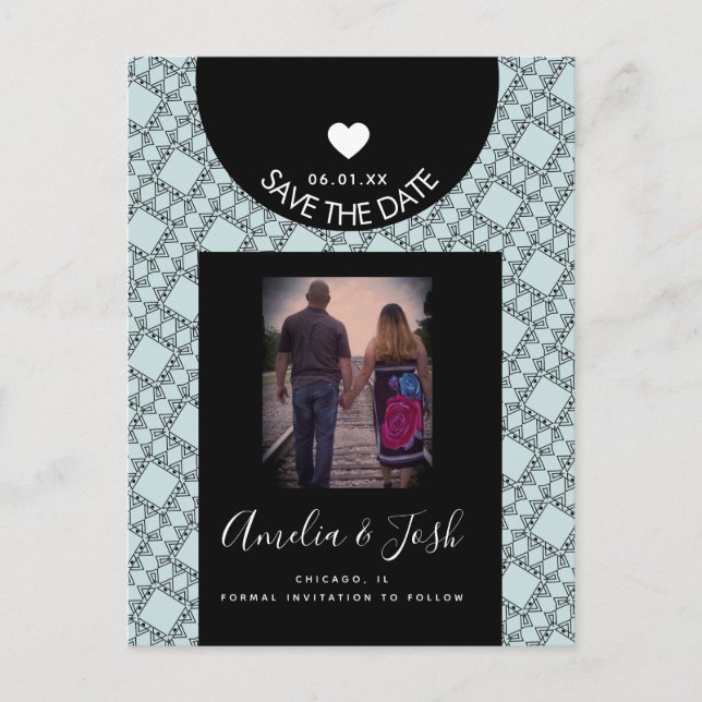 Cartão Postal Padrão de Formas Pretas Modernas Salvar o Cartão-P (Frente)