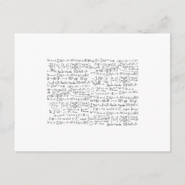 Cartão Postal Padrão de Fórmulas de Matemática (Frente)