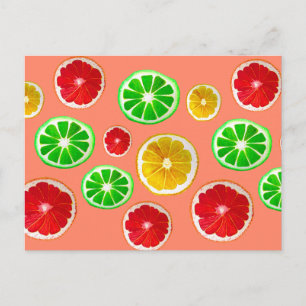 Cartão Postal Padrão de fruta de citrinos Frutas