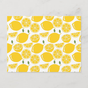 Cartão Postal Padrão de fruta de limão amarelo