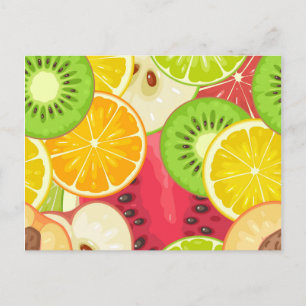 Cartão Postal Padrão de Fruta divertida colorida