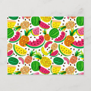 Cartão Postal Padrão de Fruta tropical vermelho e amarelo