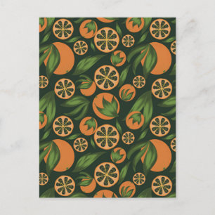 Cartão Postal Padrão de Fruta Verde Laranja Laranja Aquoso