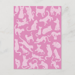 Cartão Postal Padrão de Gato Rosa
