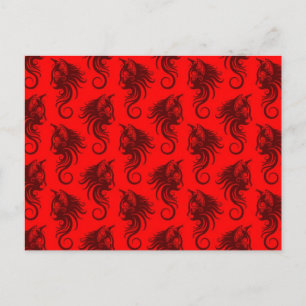 Cartão Postal Padrão de Gato Vermelho Inverso
