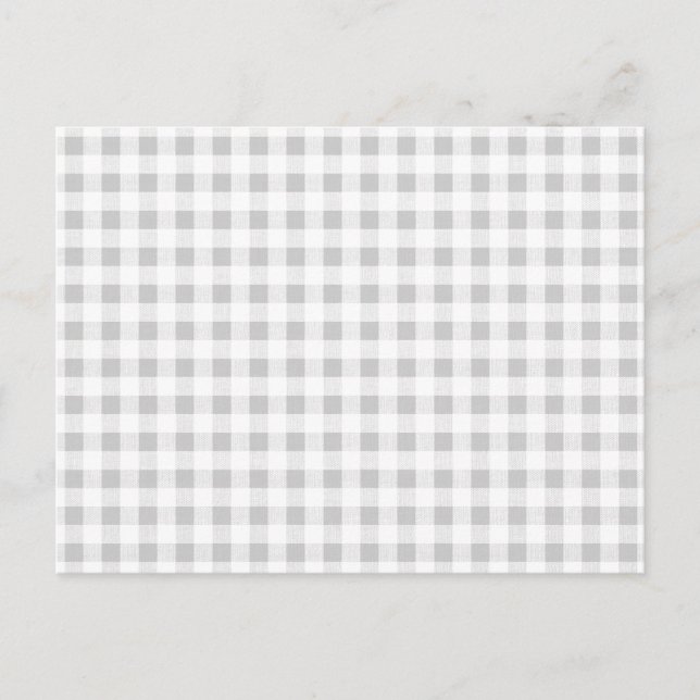 Cartão Postal Padrão de Gingham Branco da cinza (Frente)