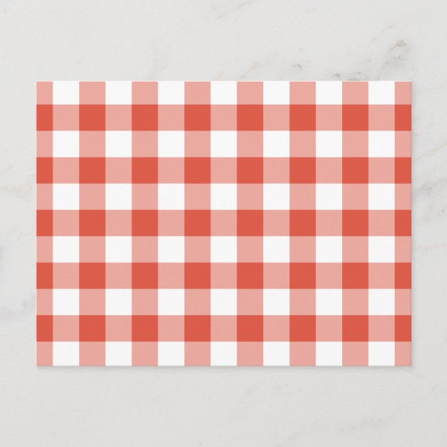 Cartão Postal Padrão de Gingham Branco e Laranja (Frente)
