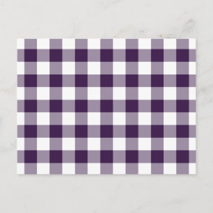 Cartão Postal Padrão de Gingham Púrpura e Branca