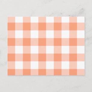 Cartão Postal Padrão de Gingham Salmon Light