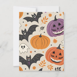 Cartão Postal Padrão de Halloween e outono