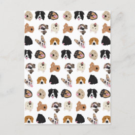 Cartão Postal Padrão de Ilustração da Face de Cachorro Bonito