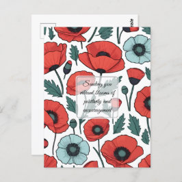 Cartão Postal Padrão de Ilustração das Flores de Papoila Vibrant