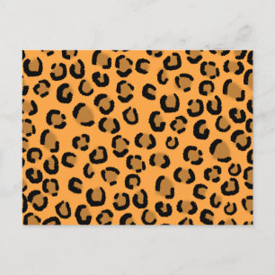 Cartão Postal Padrão de impressão de leopardo laranja, preto e m