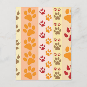 Cartão Postal Padrão de impressão de pata de gato multicolorid