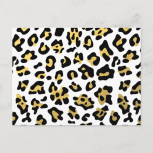 Cartão Postal Padrão de Impressão Preto-Leopardo Preto de Folha